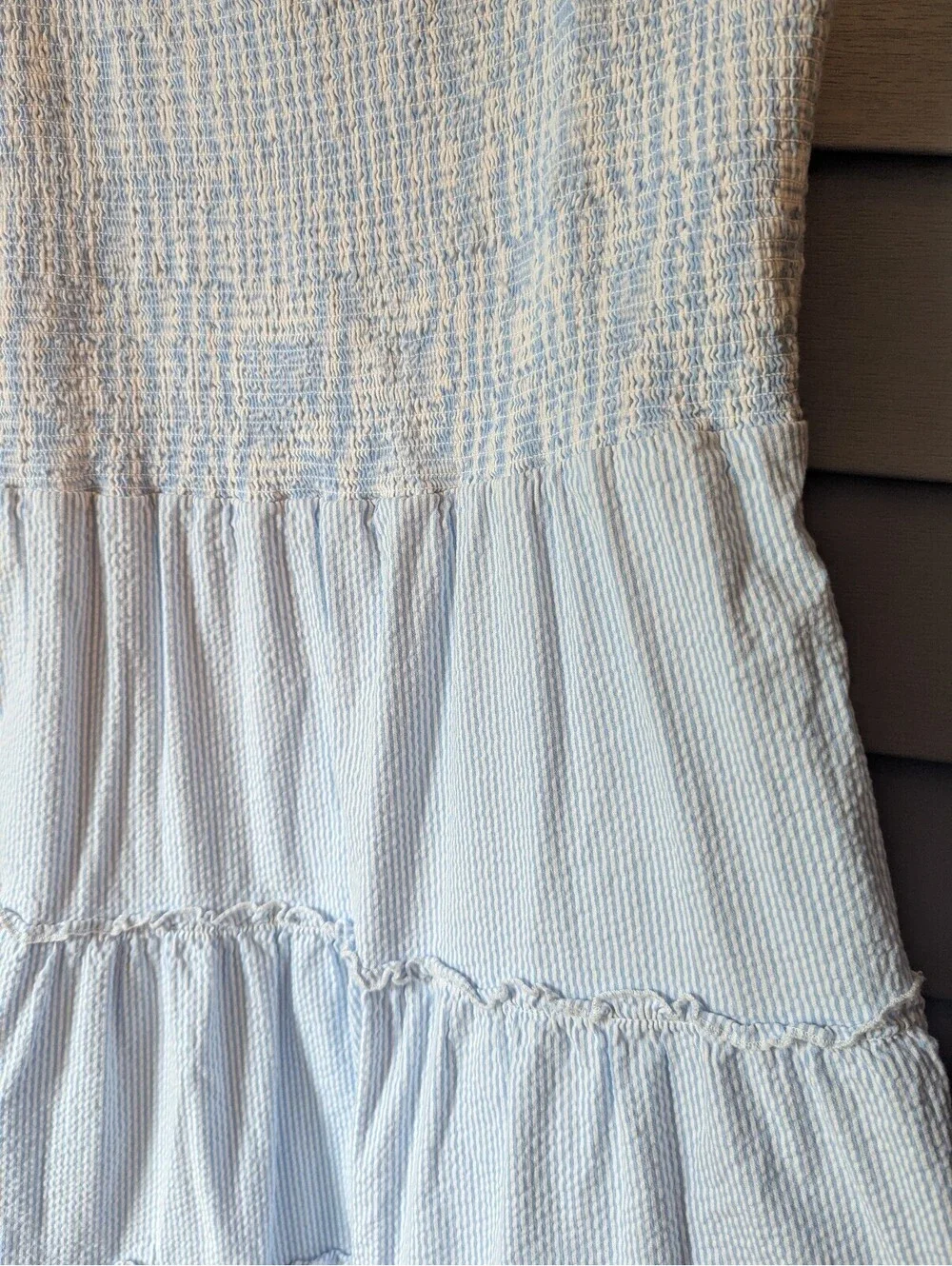 Vineyard Vines Kentucky Derby Light Blue Smocked Tiered Midi Dress Large